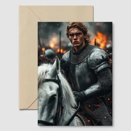 Knight in Armor Riding White Horse Battle
