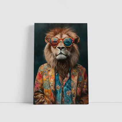 Cool Lion Wearing Sunglasses Floral Jacket