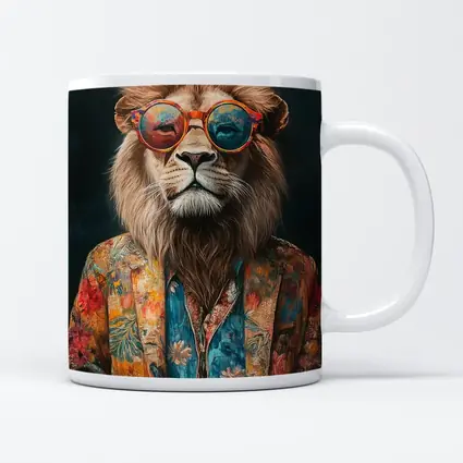 Cool Lion Wearing Sunglasses Floral Jacket