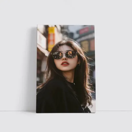 Young Asian Woman Sunglasses Urban Street Background