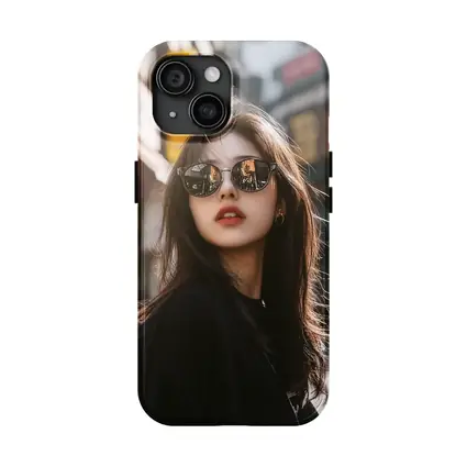 Young Asian Woman Sunglasses Urban Street Background