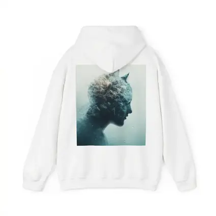 Cat Woman Double Exposure Misty Blue Art
