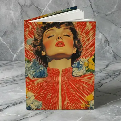Retro Woman Portrait Floral Collage Art