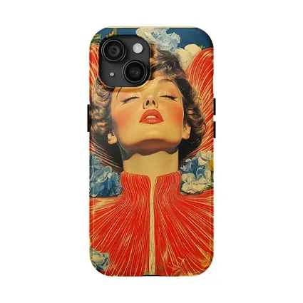 Retro Woman Portrait Floral Collage Art