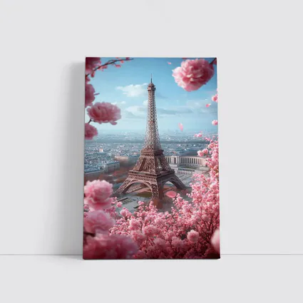 Eiffel Tower Paris Pink Cherry Blossoms Spring