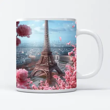 Eiffel Tower Paris Pink Cherry Blossoms Spring