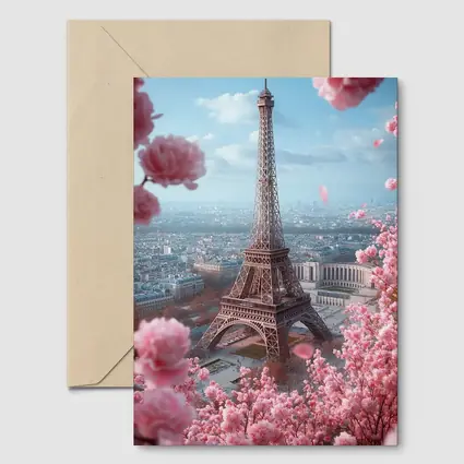 Eiffel Tower Paris Pink Cherry Blossoms Spring