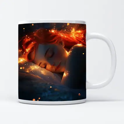 Sleeping Woman Red Hair Glowing Stars Fantasy