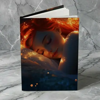 Sleeping Woman Red Hair Glowing Stars Fantasy