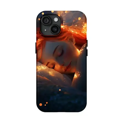Sleeping Woman Red Hair Glowing Stars Fantasy