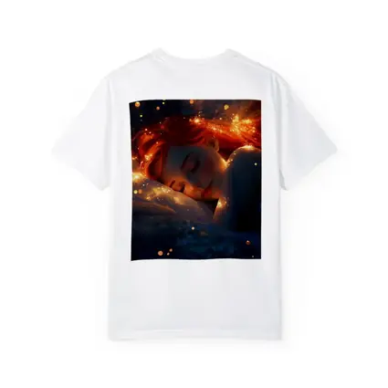 Sleeping Woman Red Hair Glowing Stars Fantasy