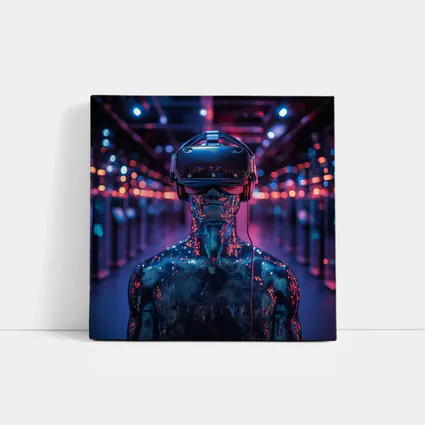 Digital Human VR Headset Neon Corridor