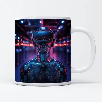 Digital Human VR Headset Neon Corridor