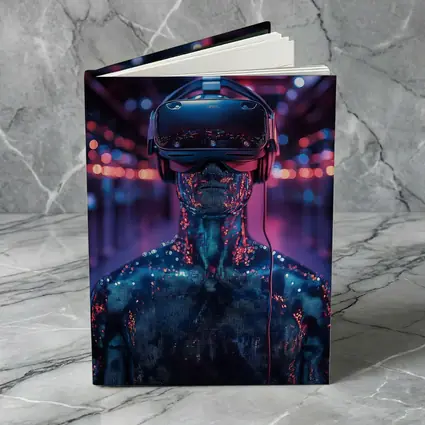 Digital Human VR Headset Neon Corridor
