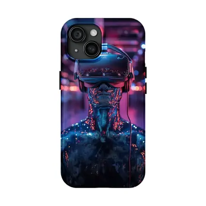 Digital Human VR Headset Neon Corridor