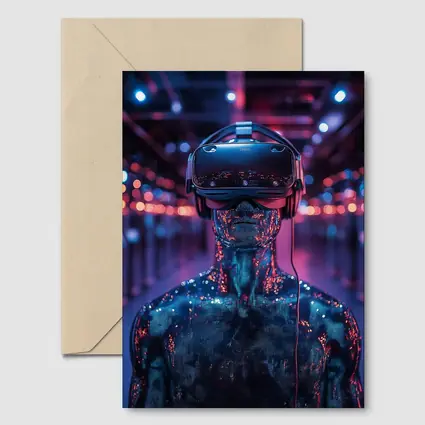 Digital Human VR Headset Neon Corridor
