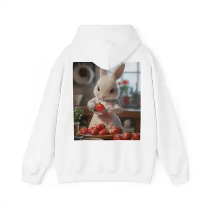 White Bunny Chef Cooking With Strawberries Kitchen