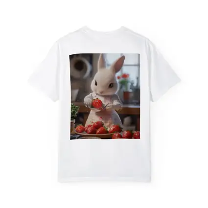 White Bunny Chef Cooking With Strawberries Kitchen