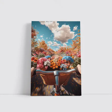 Bicycle Ride Through Colorful Flower Garden
