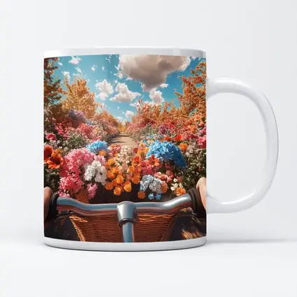 Bicycle Ride Through Colorful Flower Garden