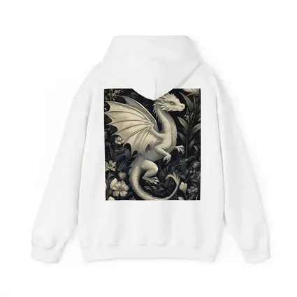 Dragon Illustration Dark Floral Garden Art