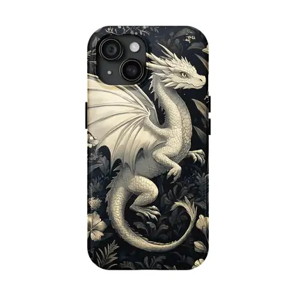 Dragon Illustration Dark Floral Garden Art