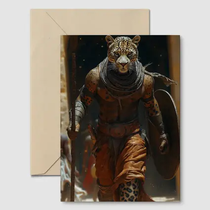 Leopard Warrior Walking Ancient Desert Arena