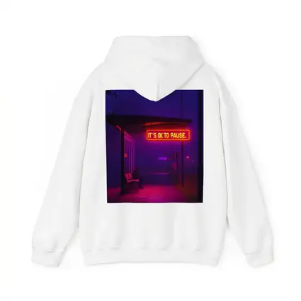 Its Ok To Pause Neon Bus Stop Night