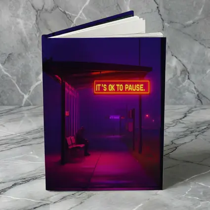 Its Ok To Pause Neon Bus Stop Night