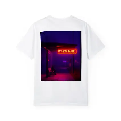 Its Ok To Pause Neon Bus Stop Night