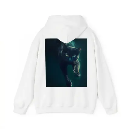 Black Cat Green Eyes Dark Teal Background