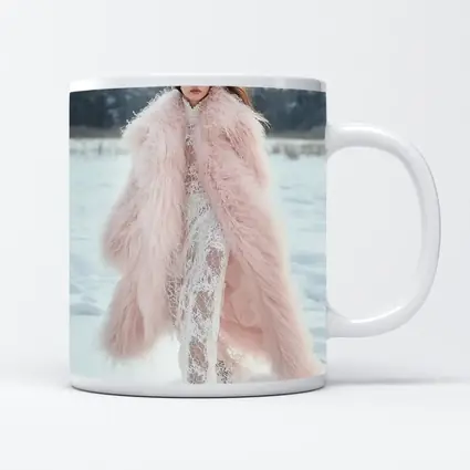 Pink Fur Coat Woman Snow Winter