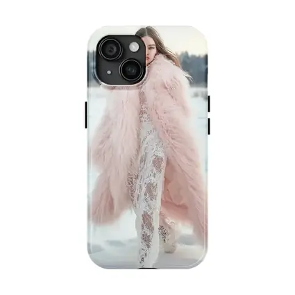 Pink Fur Coat Woman Snow Winter