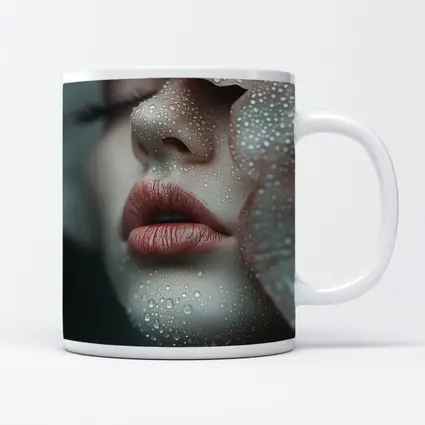 Woman Face Close Up With Water Drops
