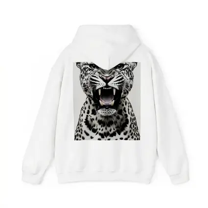 Roaring Leopard Portrait Black White Background