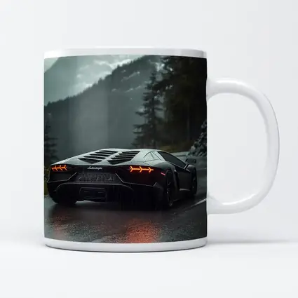 Lamborghini Aventador Black Rainy Mountain Road