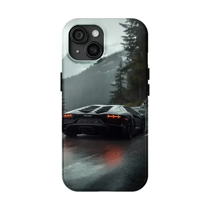 Lamborghini Aventador Black Rainy Mountain Road