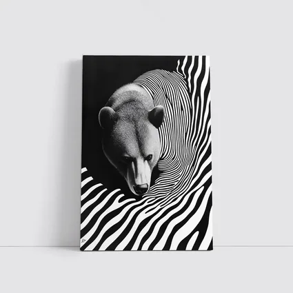 Black White Bear Op Art Striped Pattern