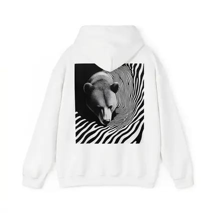 Black White Bear Op Art Striped Pattern