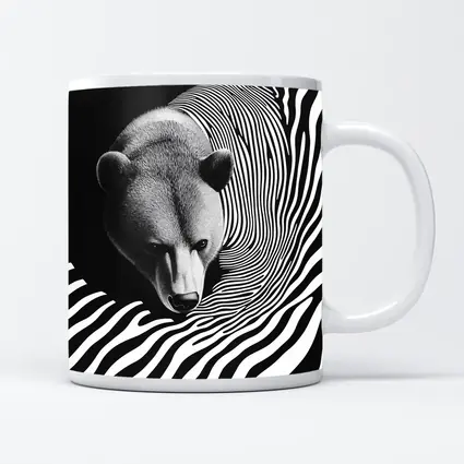Black White Bear Op Art Striped Pattern