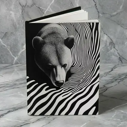 Black White Bear Op Art Striped Pattern