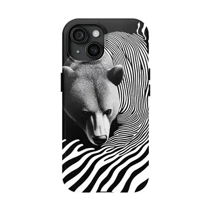 Black White Bear Op Art Striped Pattern