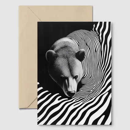 Black White Bear Op Art Striped Pattern