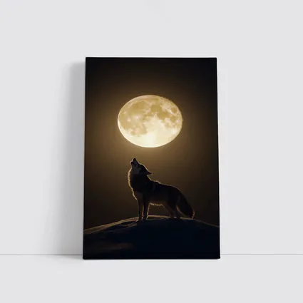 Wolf Howling At Full Moon Night