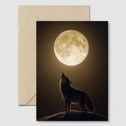 Wolf Howling At Full Moon Night