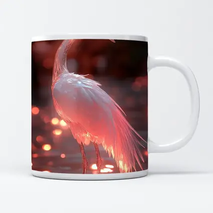 Glowing Egret Wading in Pink Water