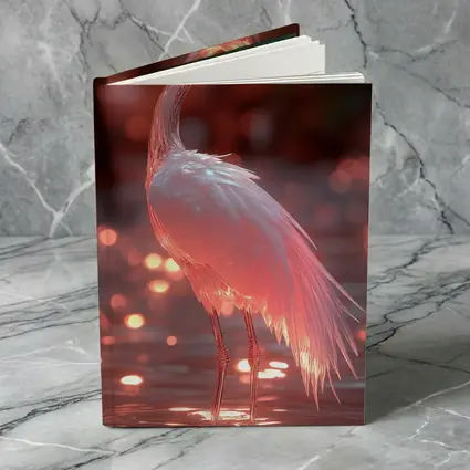 Glowing Egret Wading in Pink Water