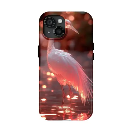 Glowing Egret Wading in Pink Water
