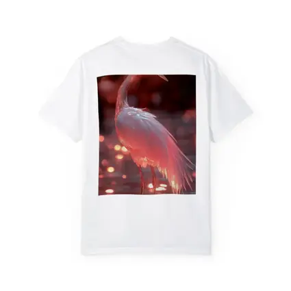 Glowing Egret Wading in Pink Water