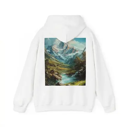 Alpine Mountain Valley River Landscape Painting